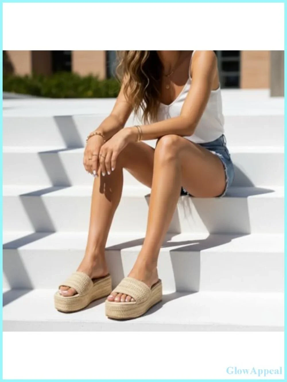 Platform Espadrille Sandals Slip On Knit Raffia Casual Beach Shoes